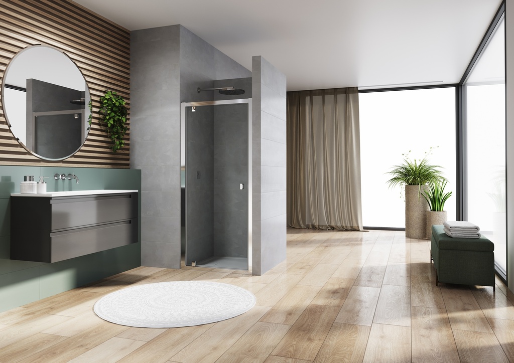 PORTE PIVOTANTE SANSWISS ARELIA 90CM PROFILE CHROME VERRE TRANSPARENT