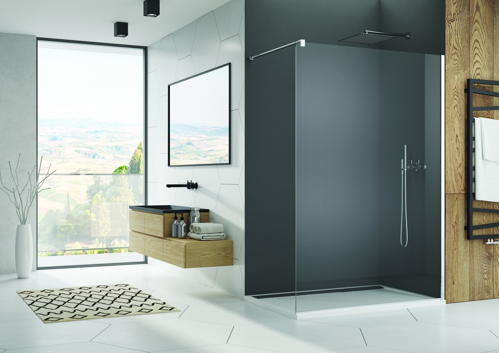 PAROI LIBRE SANSWISS WALK-IN EASY 80CM PROFILE CHROME VERRE TRANSPARENT