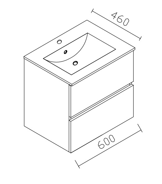 ENSEMBLE ALKE SQUARE SPACE LINE 60cm VASQUE PORCELAINE ET ARMOIRE AVEC AUVENT LED CHENE HALIFAX
