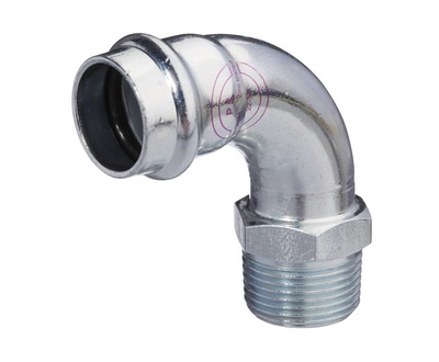 COUDE A SERTIR V-PRESS ELECTROZINGUE 4/4M X 28mm