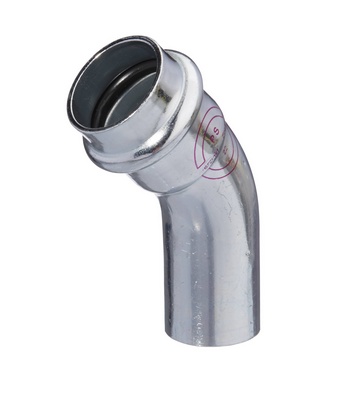 COUDE A SERTIR V-PRESS ELECTROZINGUE MF 45° 54mm