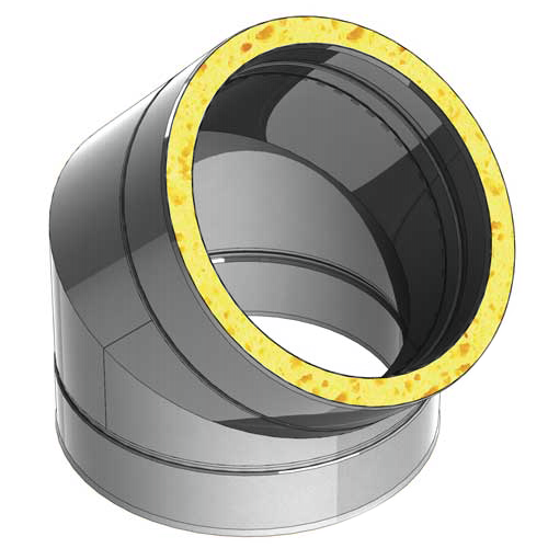 [X015130] COUDE INOX DOUBLE PAROI 45° 130mm