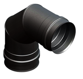 [FU5N10100] COUDE INOX SIMPLE PAROI NOIR POUR PELLET 90° 100