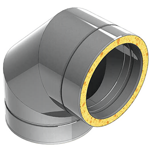 [X016130] COUDE INOX DOUBLE PAROI 90° 130mm