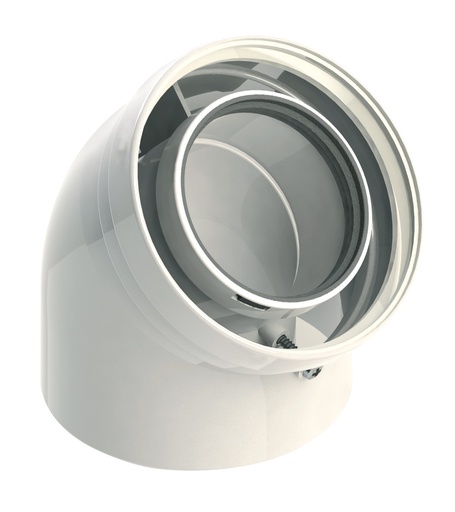 [CPALUGA4506/10] COUDE VENTOUSE PP/ALU EXPO INOX 45° 60/100