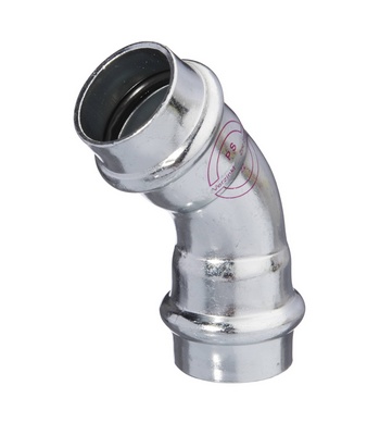 [12028ASF] COUDE A SERTIR V-PRESS ELECTROZINGUE FF 45° 28mm